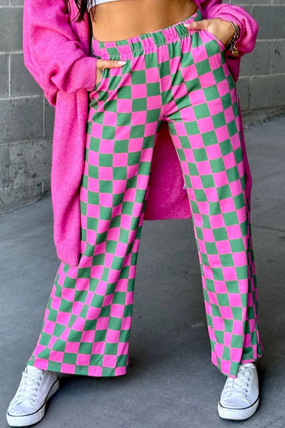 Checkered Wide Leg Pants