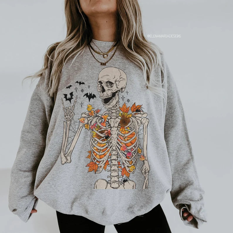 Fall Skeleton Crewneck Sweatshirt