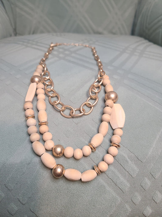 Layered Wooden Bead Necklace