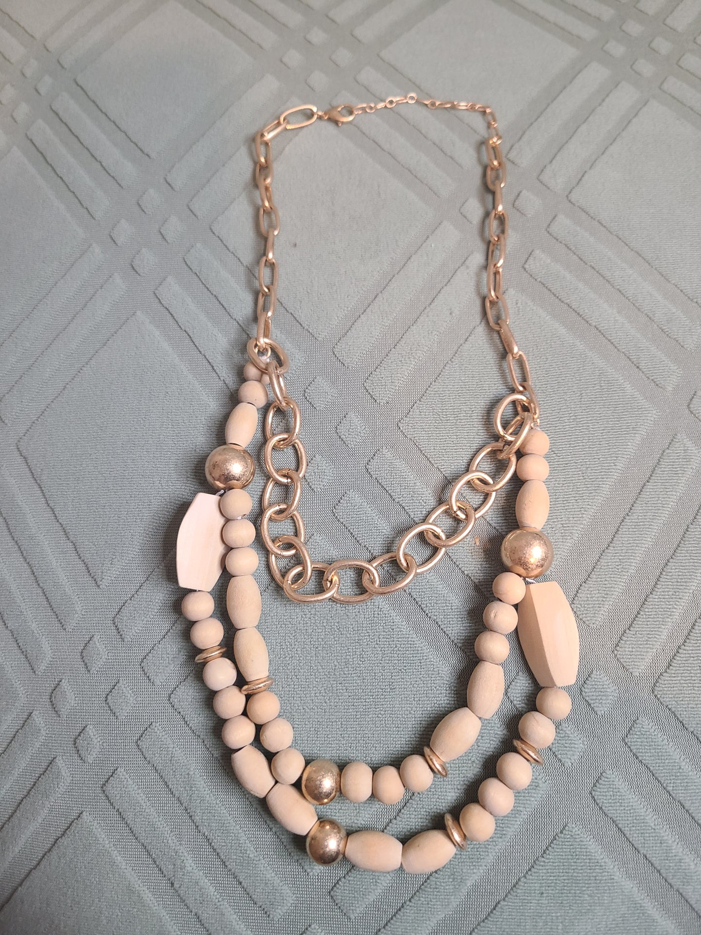 Layered Wooden Bead Necklace